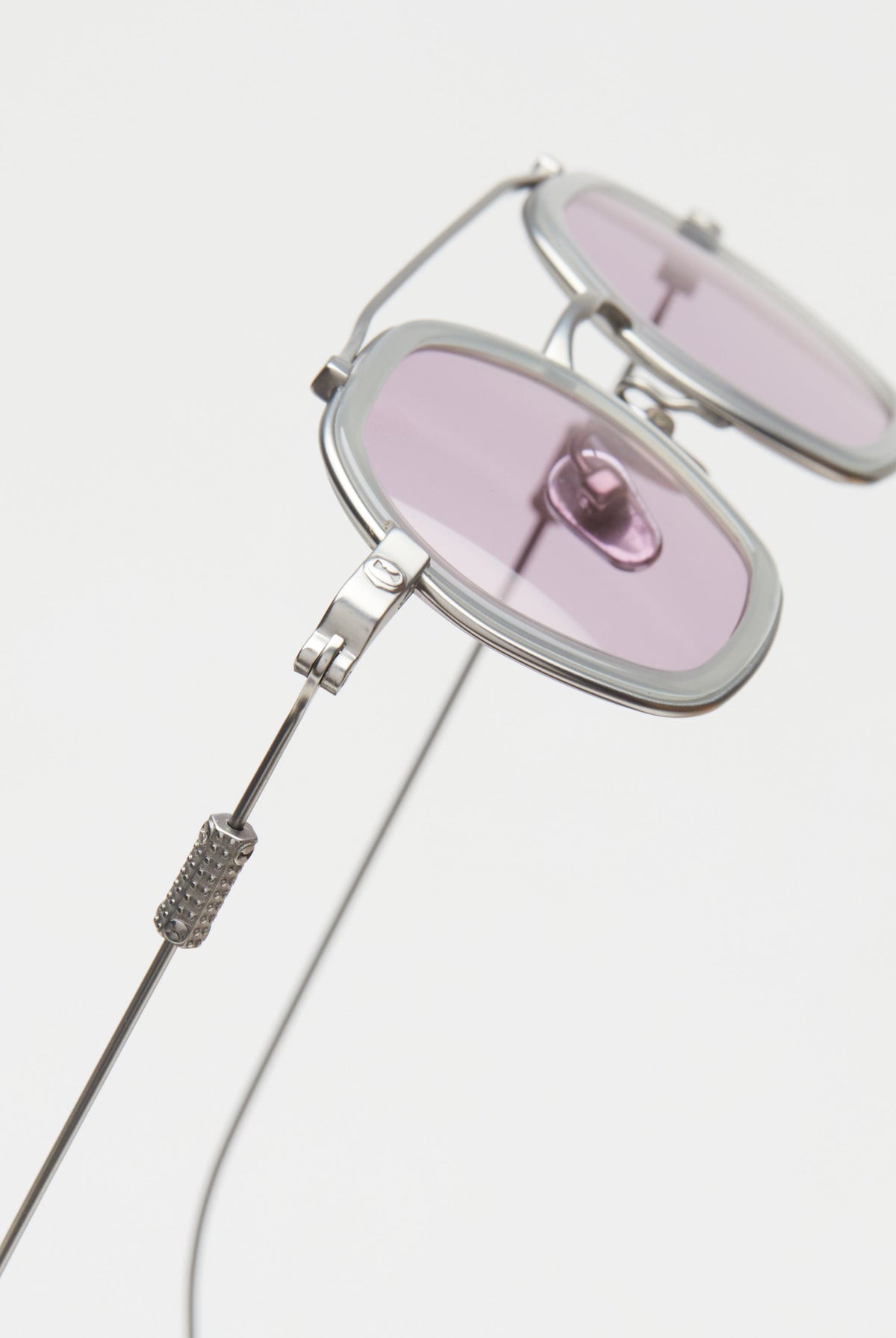 Artus DAN Matte Silver / Milky Grey titanium and acetate sunglasses — Light Purple, side view