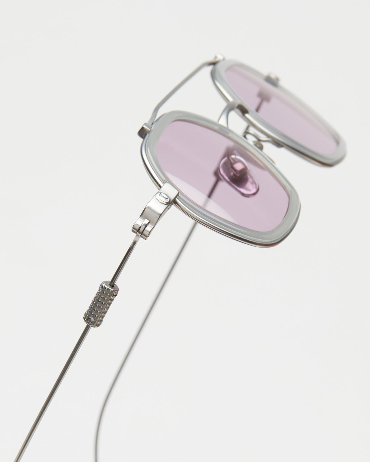 Artus DAN Matte Silver / Milky Grey titanium and acetate sunglasses — Light Purple, side view