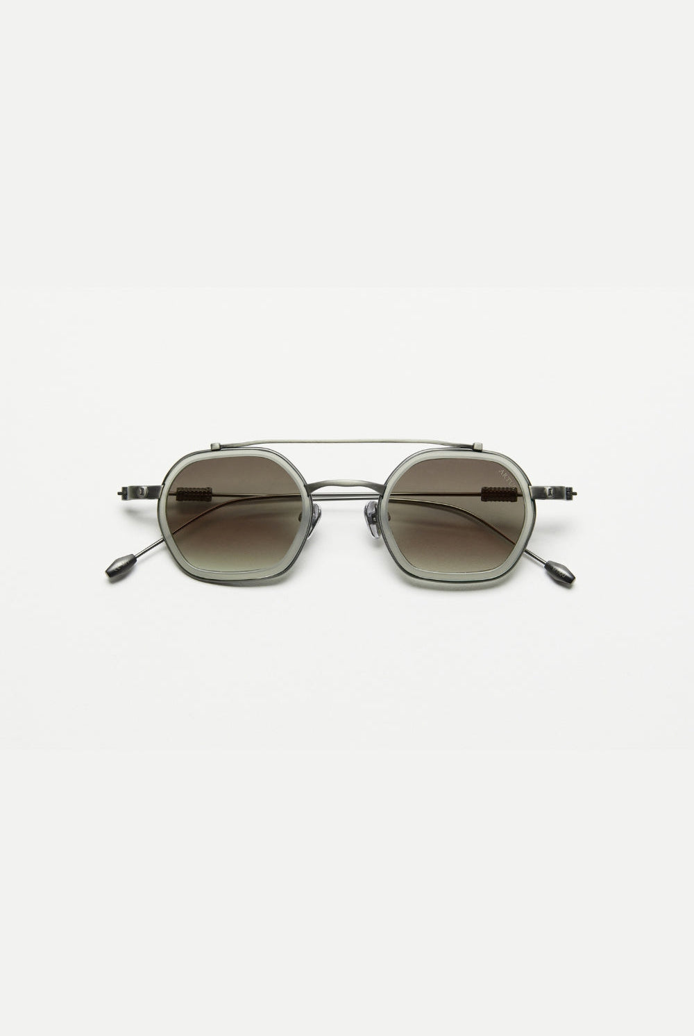 Artus DAN Brushed Silver / Milky Grey titanium and acetate sunglasses — Dark Grey, front view