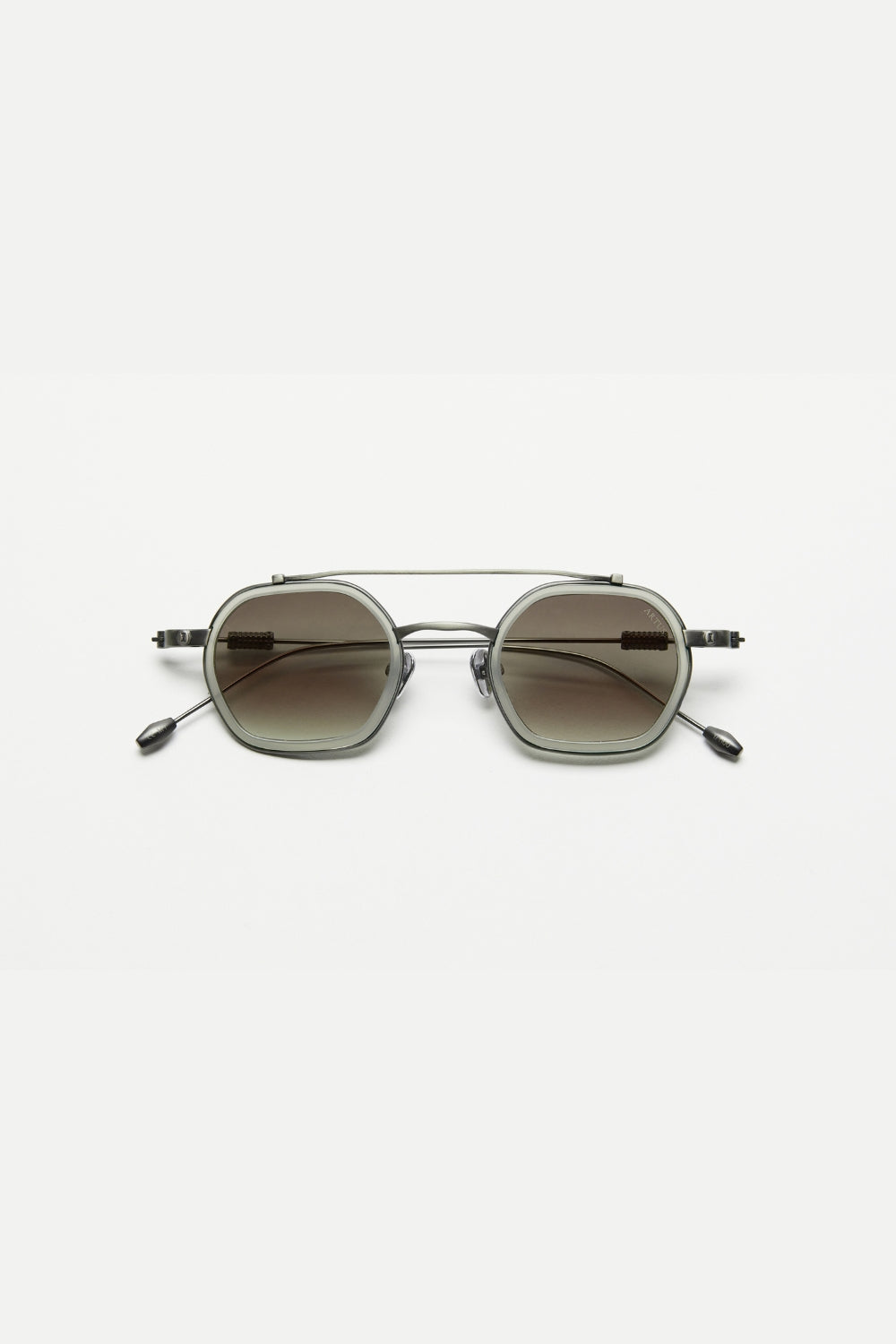 Artus DAN Brushed Silver / Milky Grey titanium and acetate sunglasses — Dark Grey, front view