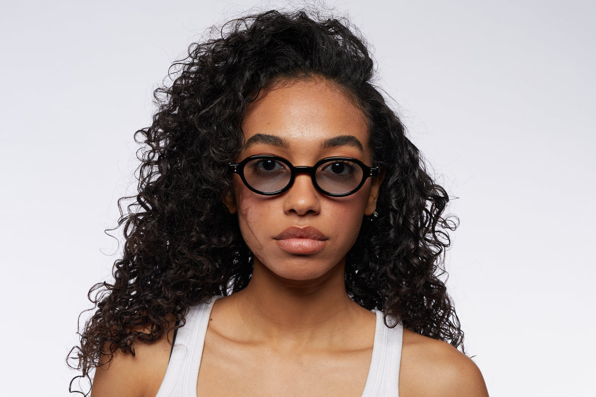 Artus CJ Havana acetate sunglasses — Light Blue, temple detail