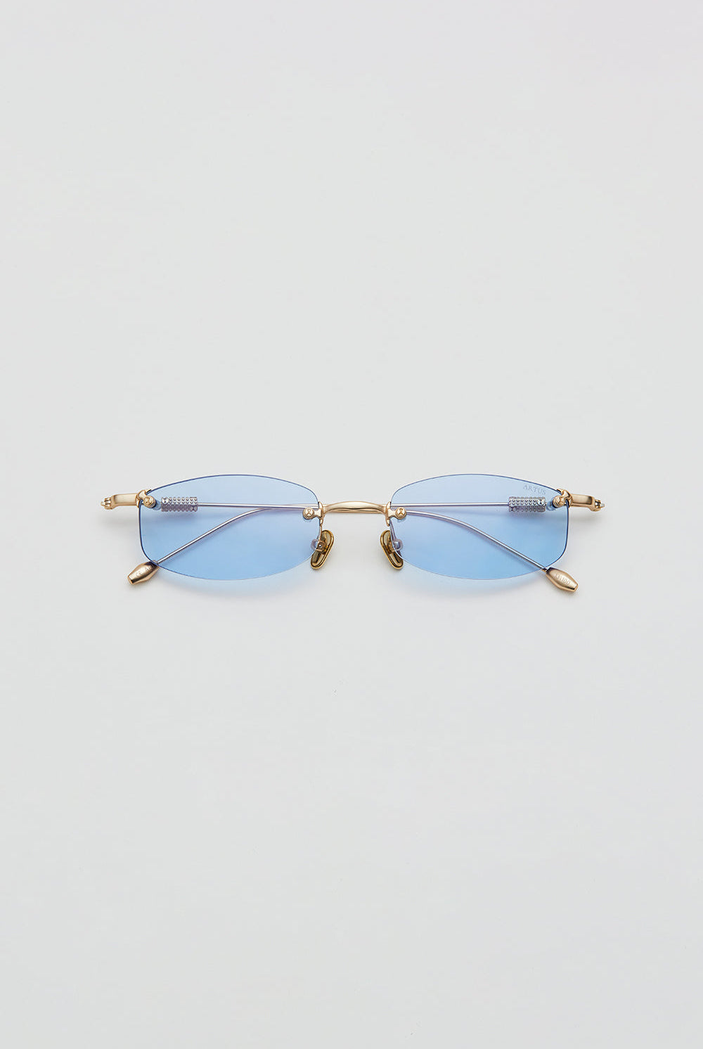 Artus ARI Dune Gold titanium sunglasses, size S — Light Blue, front view