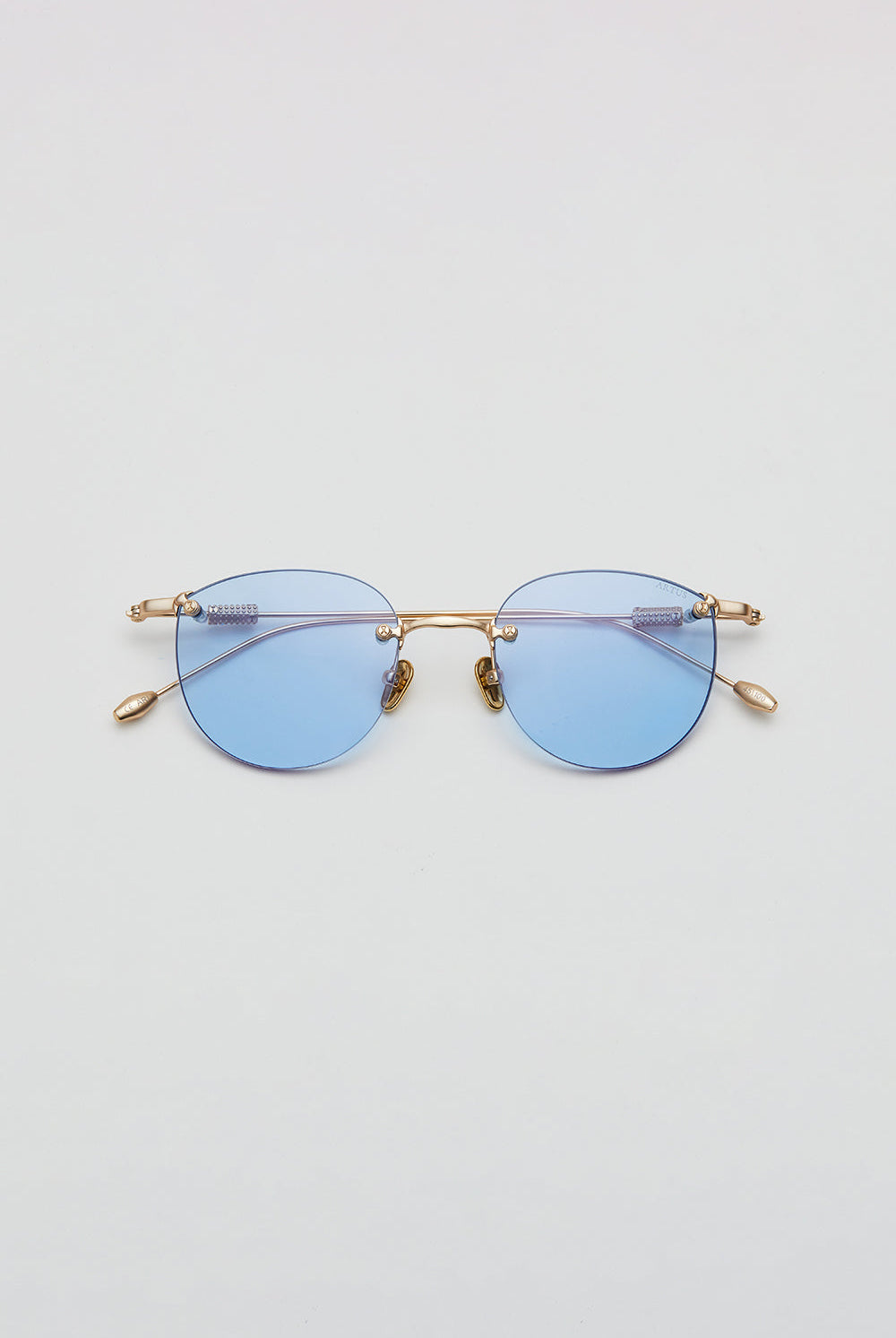 Artus ARI Dune Gold titanium sunglasses, size L — Light Blue, front view