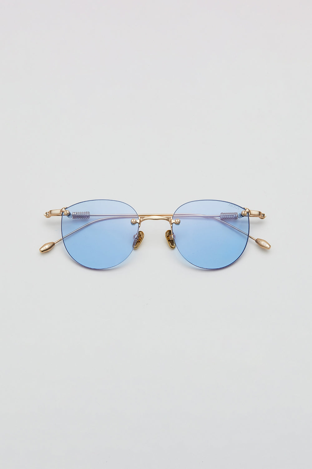 Artus ARI Dune Gold titanium sunglasses, size L — Light Blue, front view