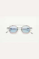 Artus DAN Matte Silver / Milky Grey titanium and acetate sunglasses — Light Blue, front view