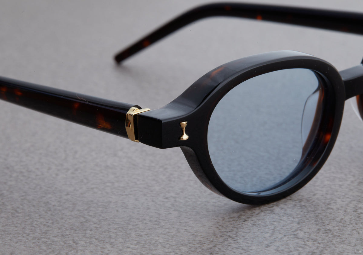 Artus CJ Havana acetate sunglasses — Light Blue, three-quarter view