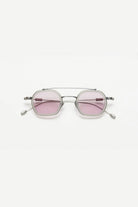 Artus DAN Matte Silver / Milky Grey titanium and acetate sunglasses — Light Purple, front view