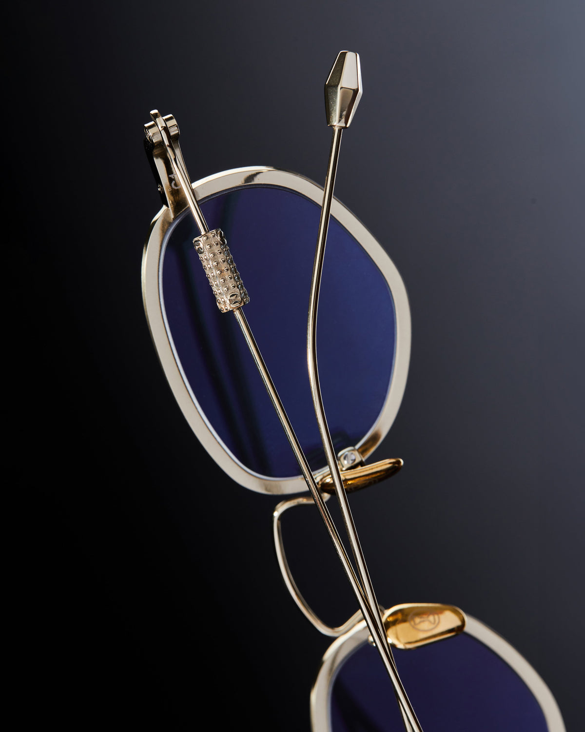 Artus SHON Bronze titanium sunglasses — Light Blue, temple detail