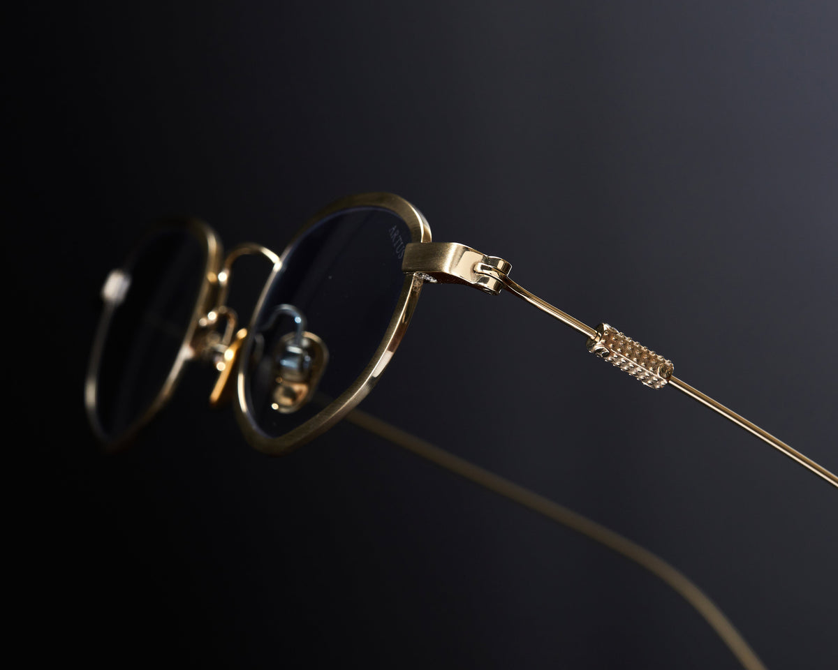 Artus SHON Bronze titanium sunglasses — Light Blue, folded detail