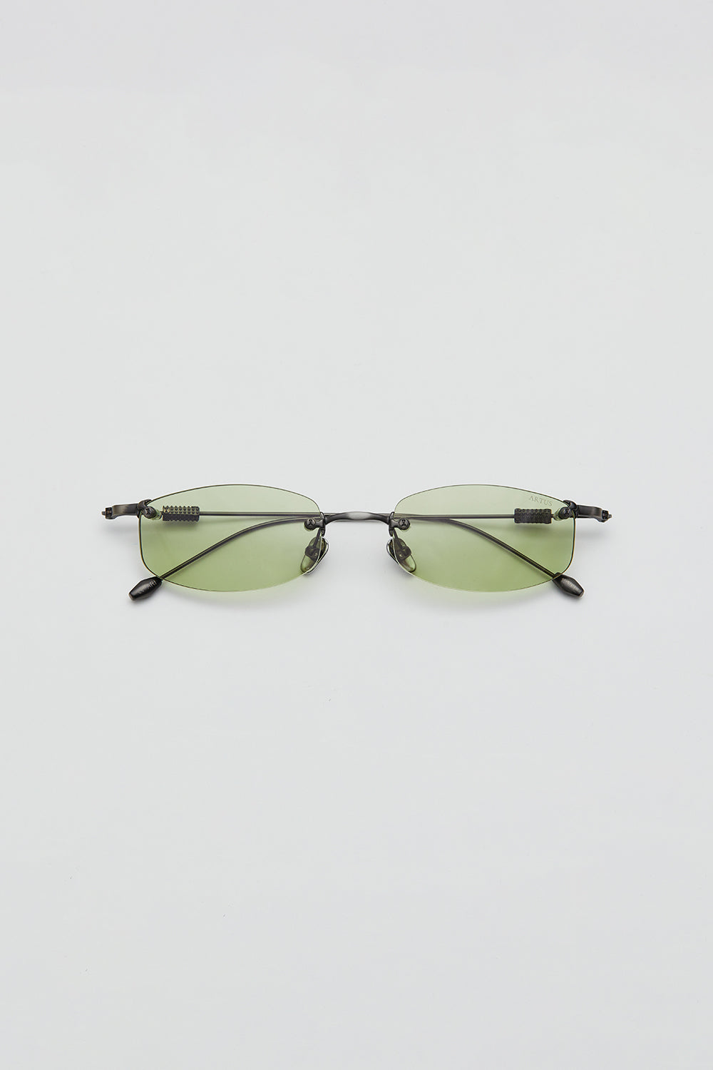 Artus ARI GunMetal titanium sunglasses, size S — Olive Green, front view
